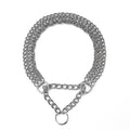 Strong Dog Chain Collar Chew Proof Triple Row Chain Adjustable Walking Collar Metal Cuban Link Dog Collar