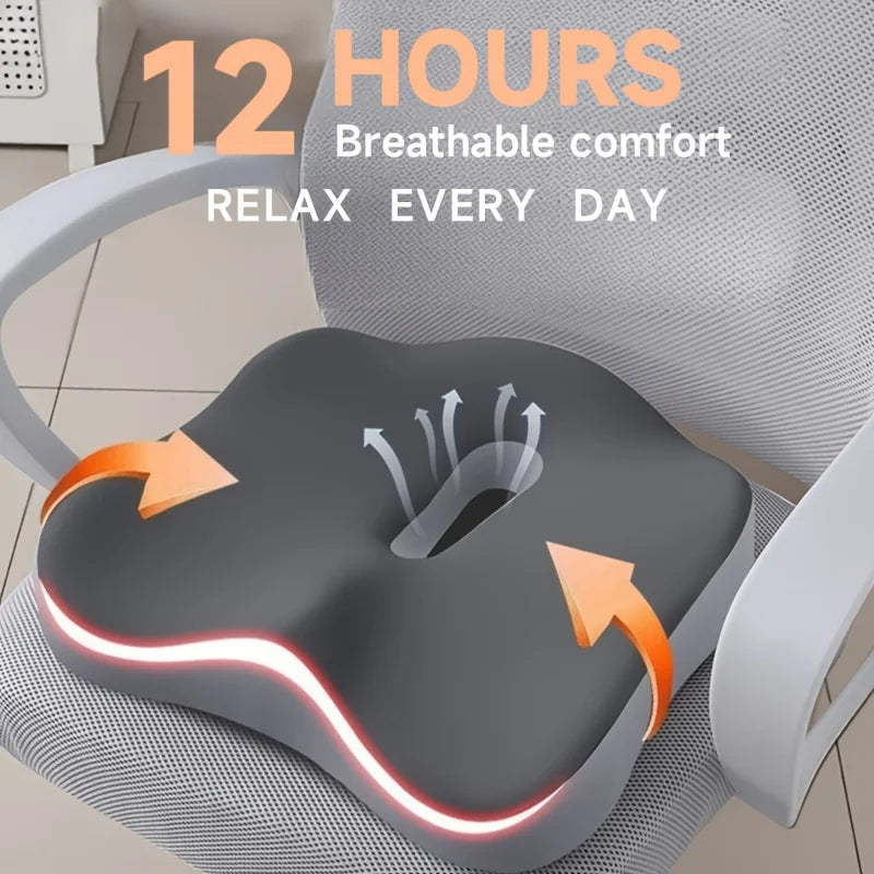 Ergonomic Seat Cushion, Chair Cushion, Three-Zone Memory Foam Support,Soft and Comfortable Structured Base Removable Summer Gift