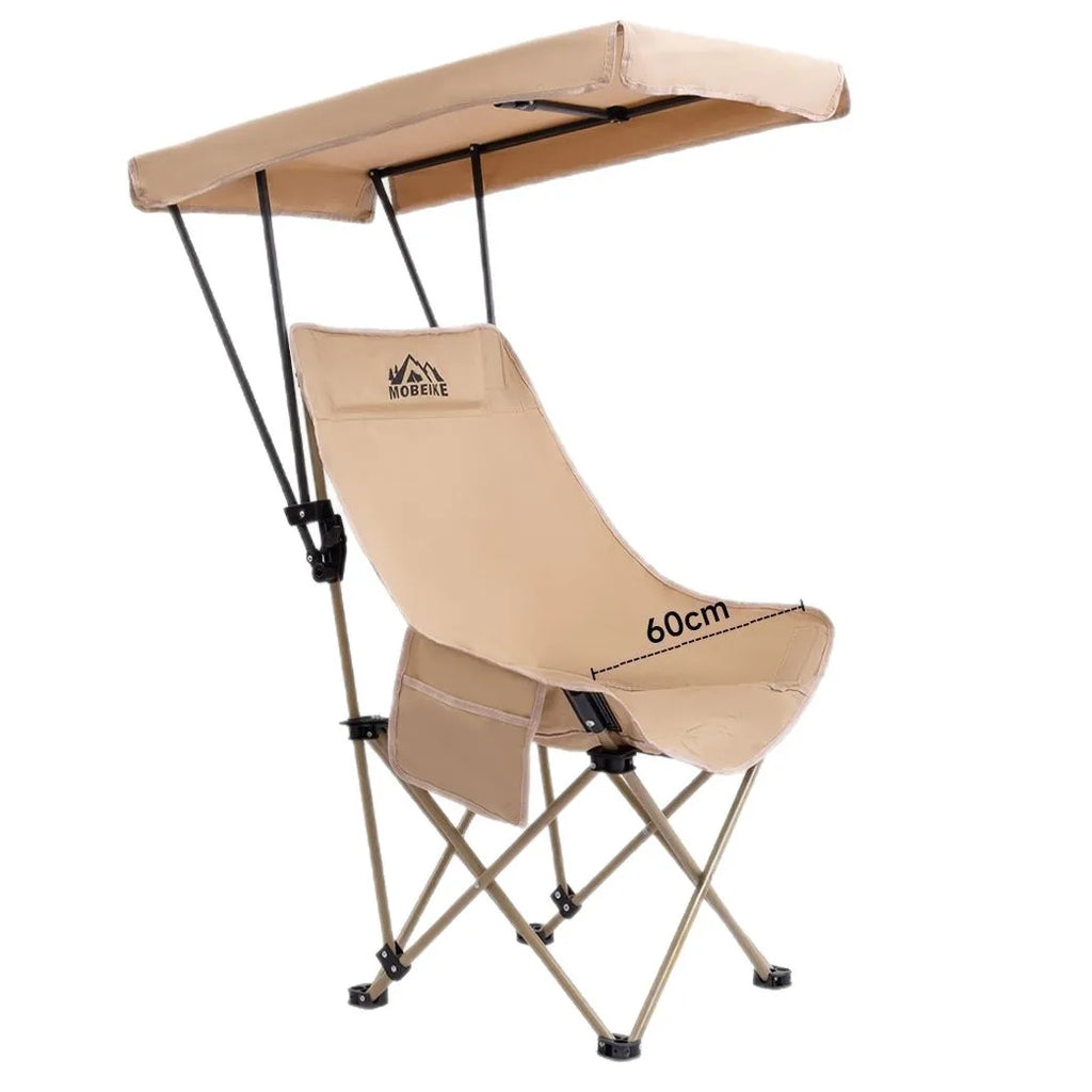 Outdoor umbrella folding chair, high back moon chair, sunshade with roof, portable fishing camping beach chair