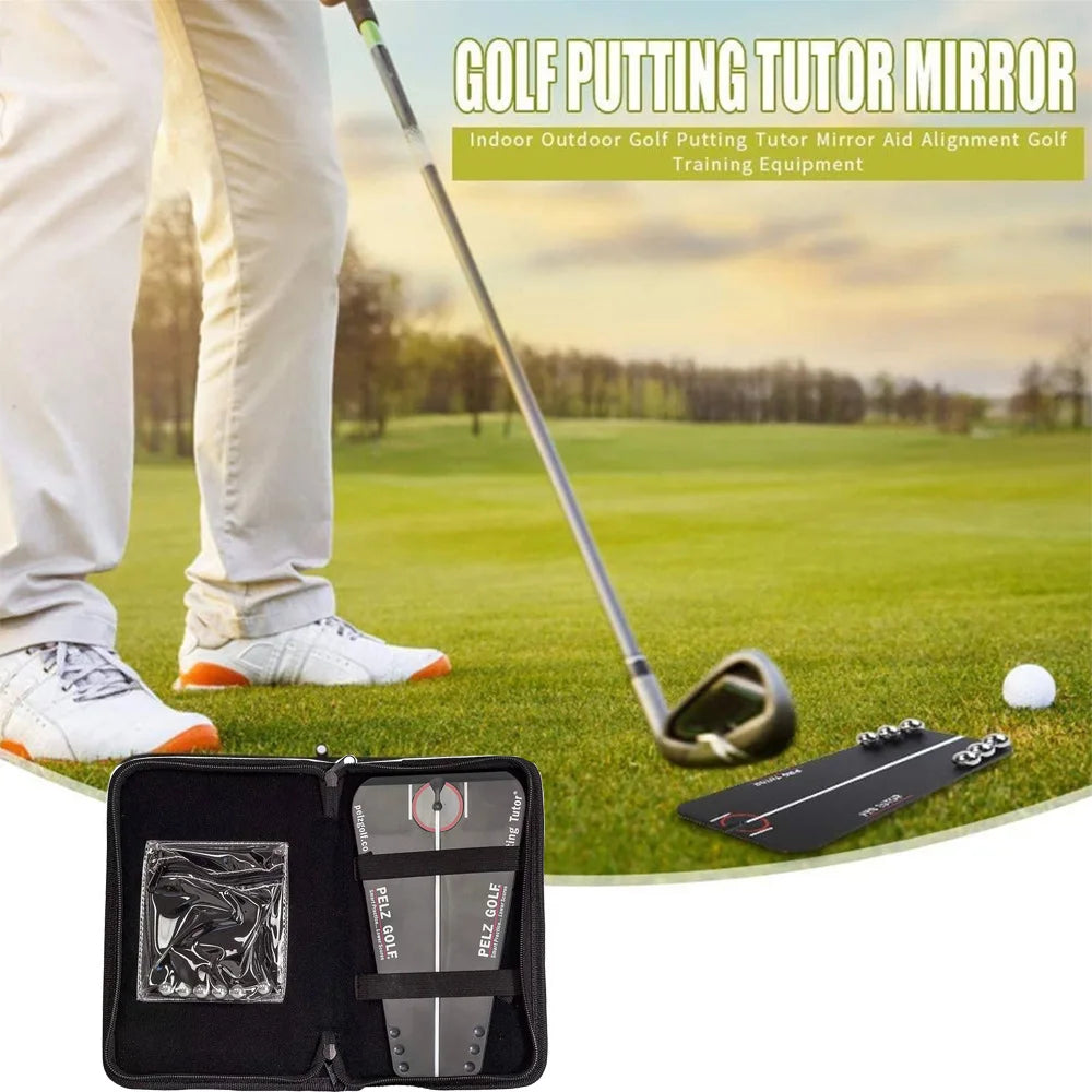 Golf Putting Tutor Mirror Training Aid Align Training Tool Indoor Outdoor Golf Simulator Putting Alignment Swing Trainer