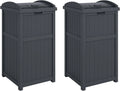 Suncast 30 Gallon Outdoor Trash Hideaway Resin Refuse Container Lid Cyberspace Concealed Waste Storage Patio Backyard Garden