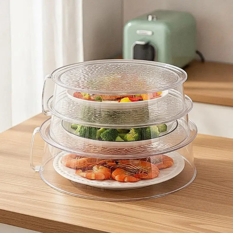 BPA Free PC Microwave Splatter Cover Heat Resistant With Handle Food Dish Shield for Kitchen Cooking Use