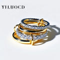 New Stainless Steel Cubic Zirconia Stackable Rings for Women 18k GoldPlating Multi-Link Connected Statement Ring Stack Jewelry