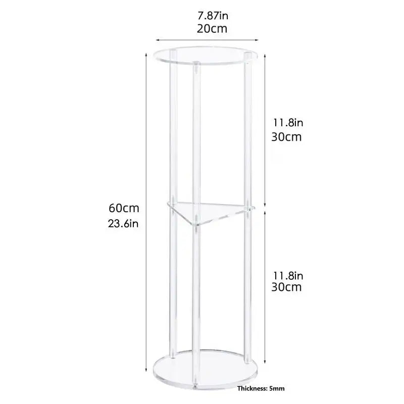 3 Tier Clear Acrylic Side Table Small Drink Side Table Small Space Round Furniture NightStand for Home Balcony Bathroom Sofa