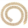 Iced Out Cuban Link Chain 14MM Prong Rhombus Diamond Cuban Chain Hip Hop Choker Necklaces Women Men Jewelry Wholesale