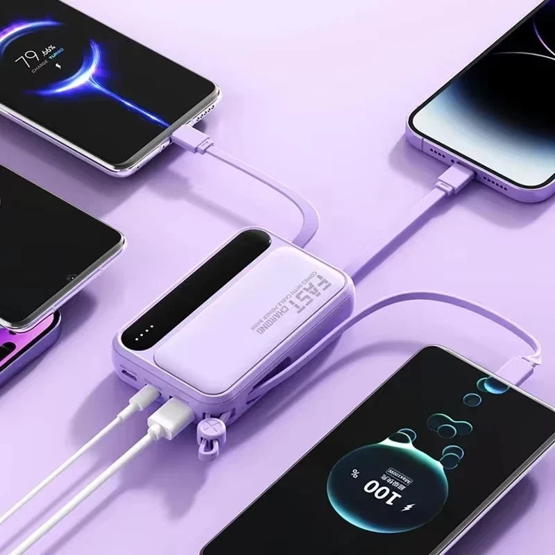 Lenovo 2026New 500000mAh 120W Super Fast Charging 4 In1 Cables Portable Power Bank Powerbank For Iphone Huawei Samsung