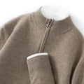 CHICUU Men's 100% Cashmere Sweater Zipper Pullover Mock Neck Long Sleeve Basic Cashmere Knitwear Autumn Winter Clothing Tops