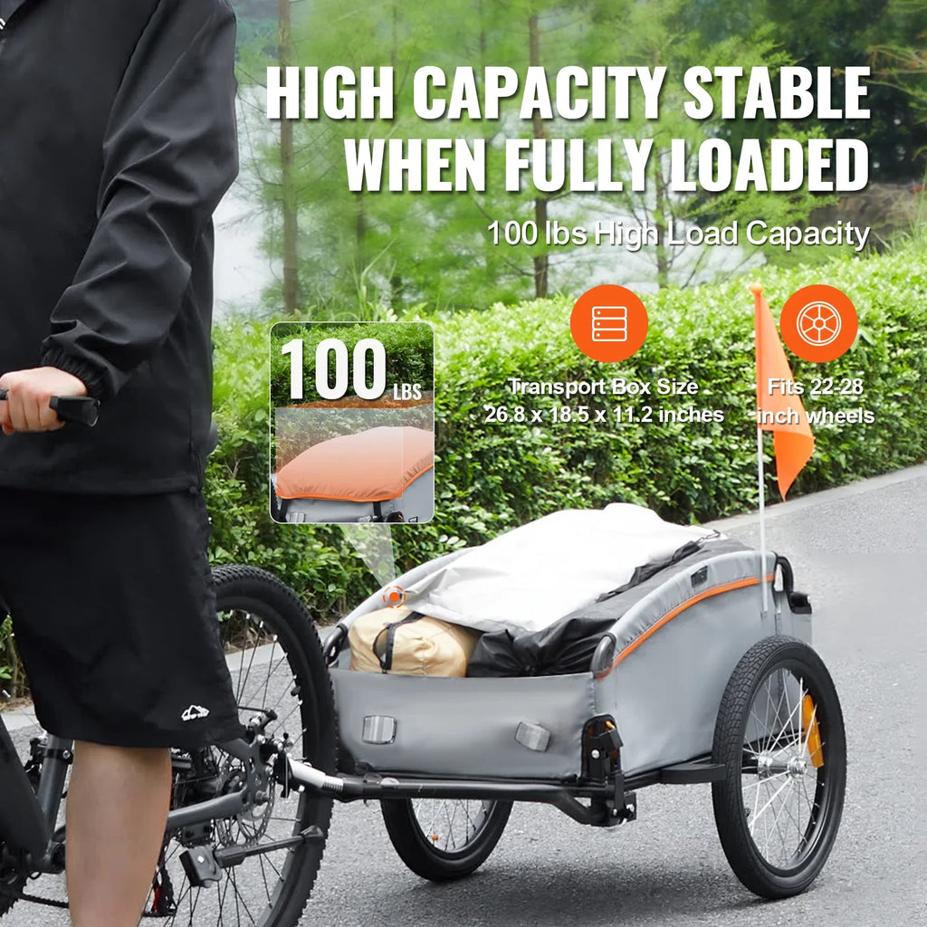 SucceBuy 100 lb Folding Bike Cargo Trailer with Rain Cover