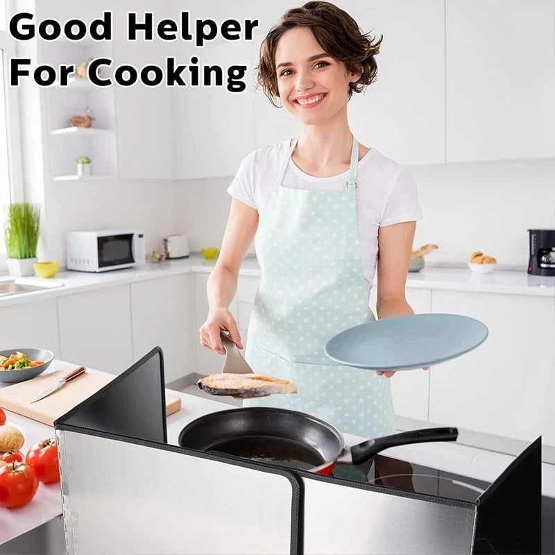 Kitchen Stove Splatter Guard Foldable Oil Splash Shield Grease Protector Heat Resistant Cooking Barrier for Gas Stove Cooktop