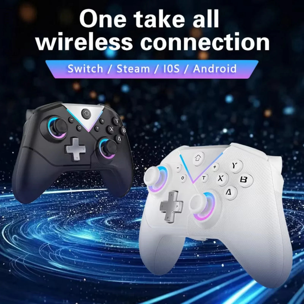 Game Controller for Switch Lite/OLED/PC/Steam BT Wireless RGB Gamepads Hall Effect,Turbo,Macro,6 Gyro Axis,Dual Vibration Motors