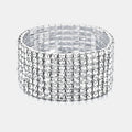 Classic Multiple Shining Rhinestone Crystal Stretch For Women Girls Bridal Wedding Wristband Elastic Bracelet Gold Silver Color