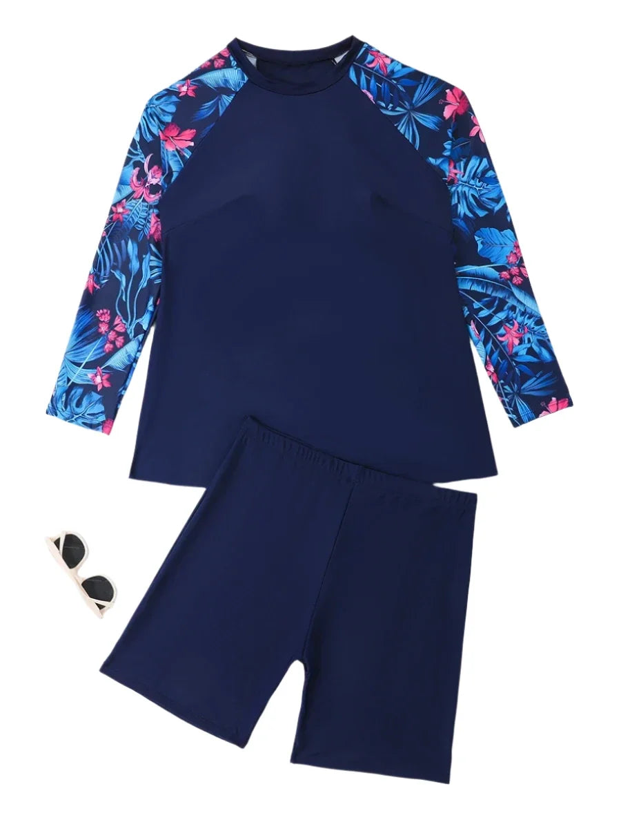 Plus-Size Long-Sleeve Surfing Suit: Women's 2-Piece Swimwear