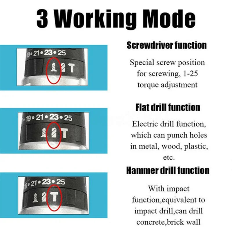 Gisam 21V Cordless Drill and Screwdriver, 28 N·m Torque