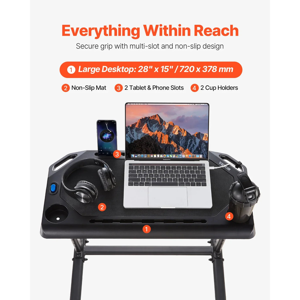 SucceBuy Mobile Cycling Desk for Bike and Treadmill, Adjustable Height