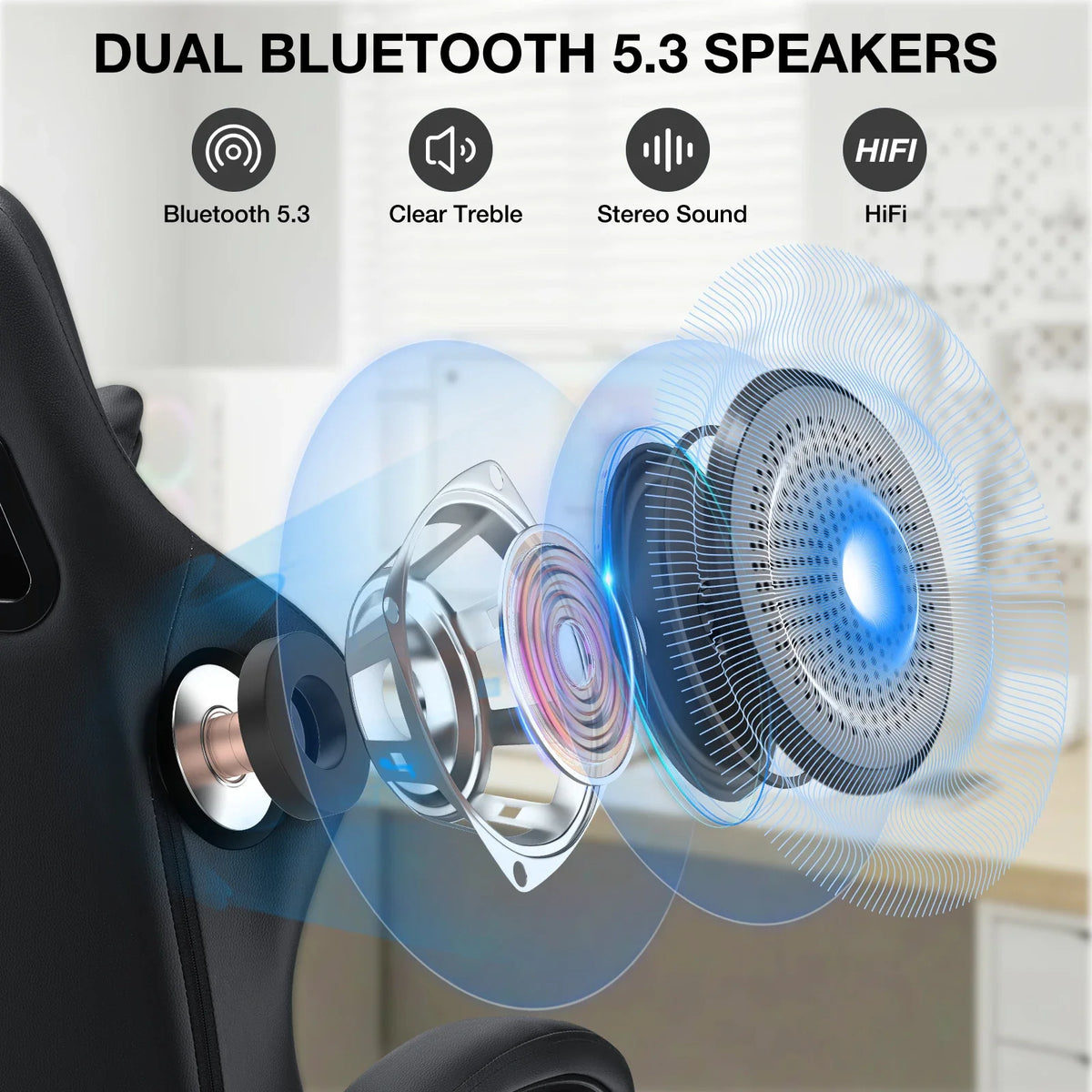400lbs Gaming Chair with Speakers Massage Computer Gaming Chairs for Adults Reclining bluetooth Gamer Chair with Footrest