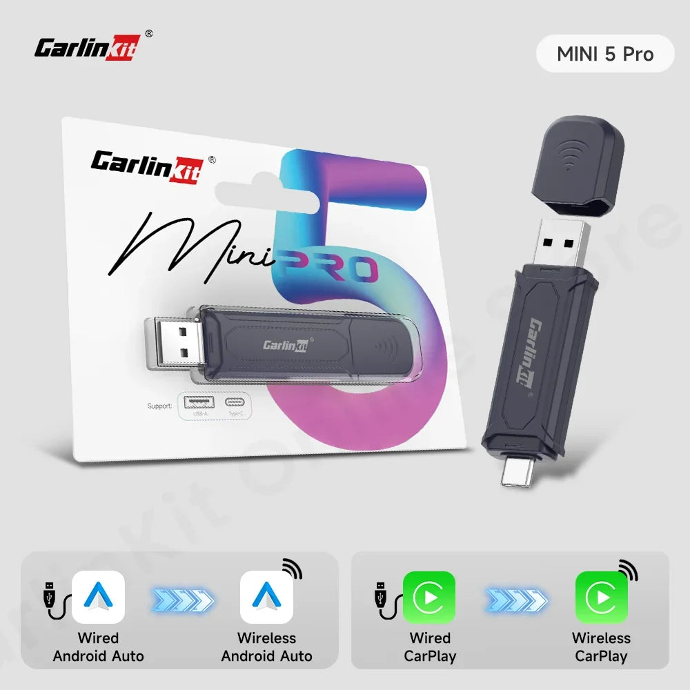 Carlinkit Mini 5 Pro Wireless CarPlay & Android Auto Adapter