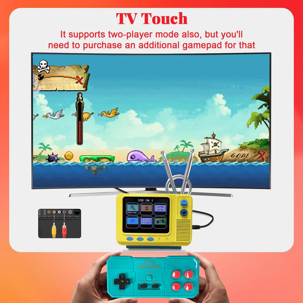 Retro Mini TV Game Console with Wireless Controller Built-in 168 Classic Games Handheld Game Player Support AV Output for Kids