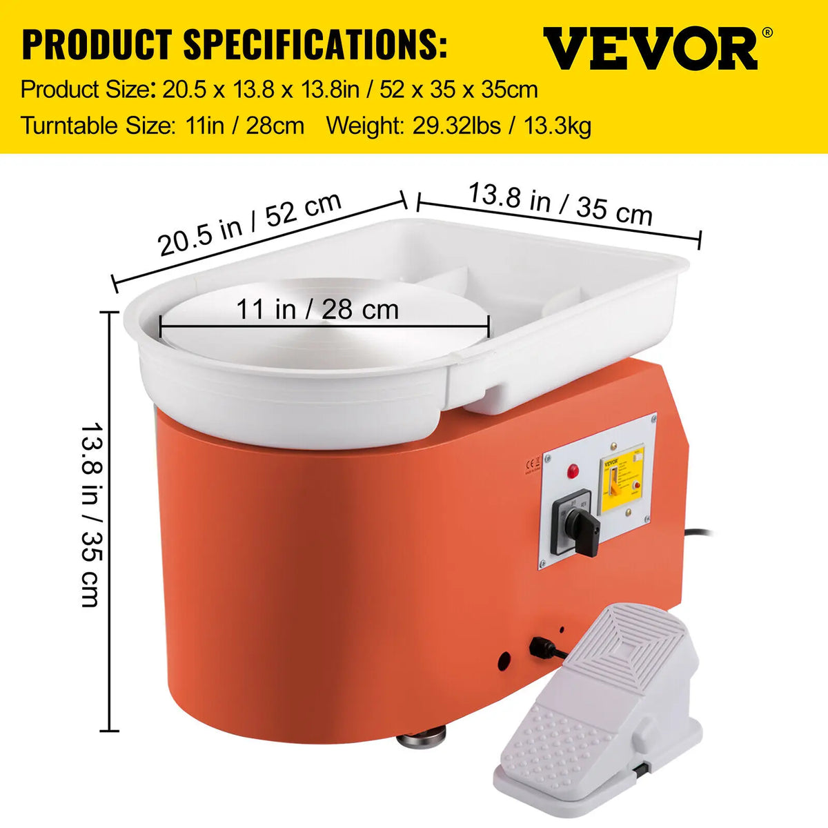 SucceBuy 350W Electric Pottery Wheel with Foot Pedal