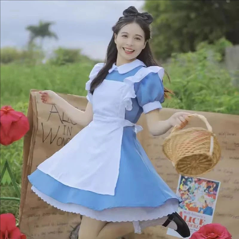 Lolita Dress Maid Apron Fantasia Carnival Halloween Costumes for Women Masquerade Party Alice In Wonderland Cosplay Costume