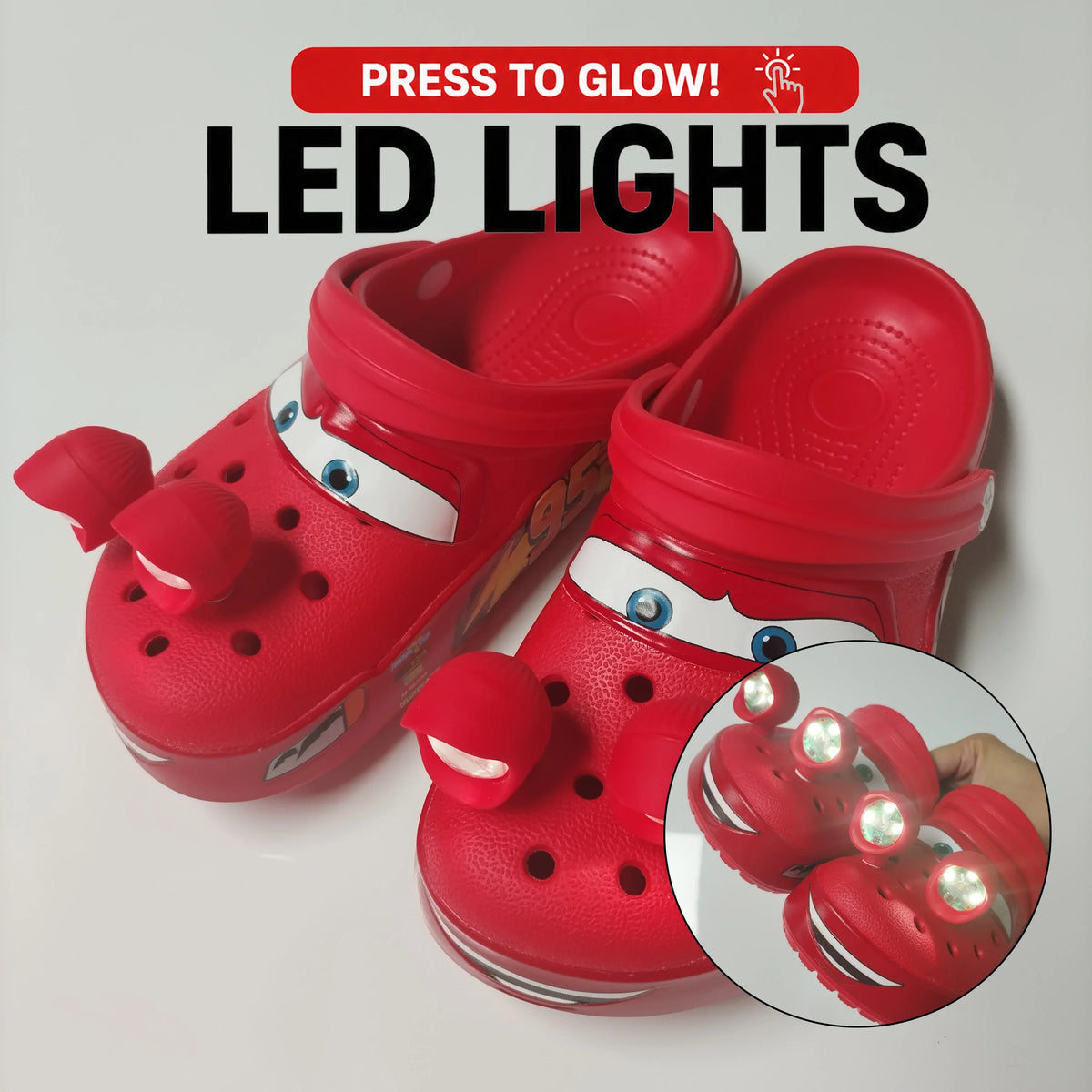 Cartoon Clogs with LED Light Shoe Charms Glow in Dark Garden Shoes Summer Beach Sandals Lightweight Slip On Clogs