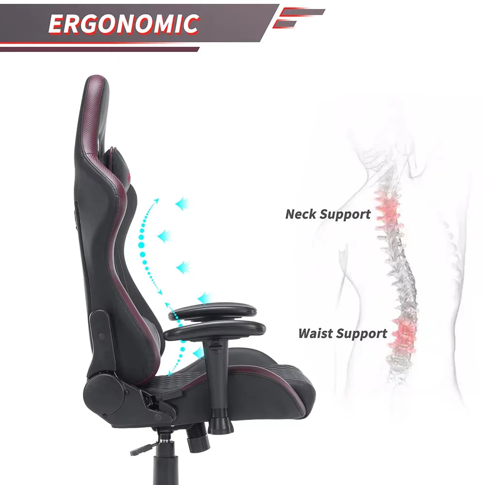 Customized Luxury PU Leather Ergonomic Adjustable Armrest Colorful Sillas Gamer RGB LED Computer Gaming Chair