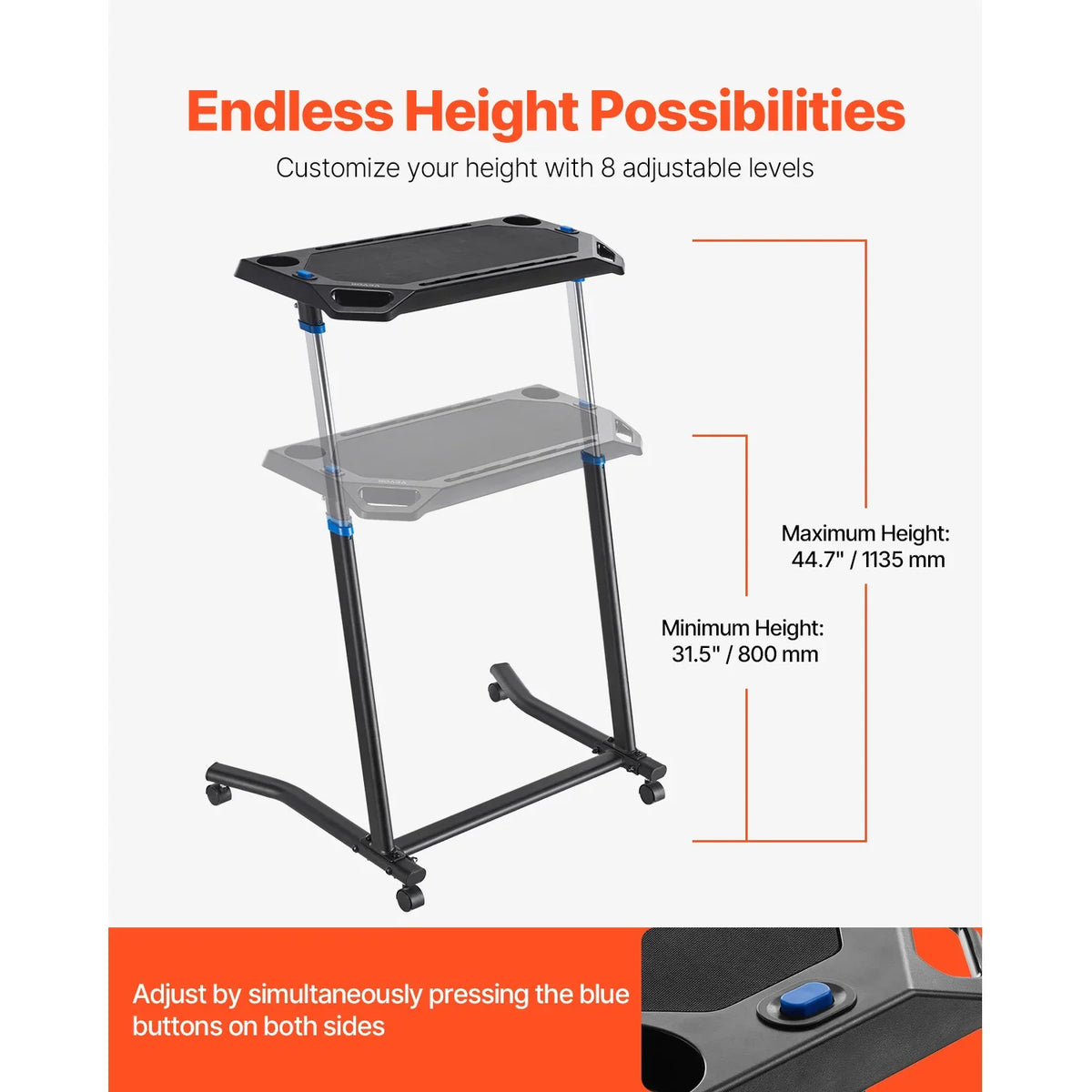 SucceBuy Mobile Cycling Desk for Bike and Treadmill, Adjustable Height