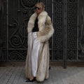 Women Winter Faux Fur Coat Long Fluffy Beige Old Money Style 2026 New Lapel Collar Elegant Warm Luxury Outerwear