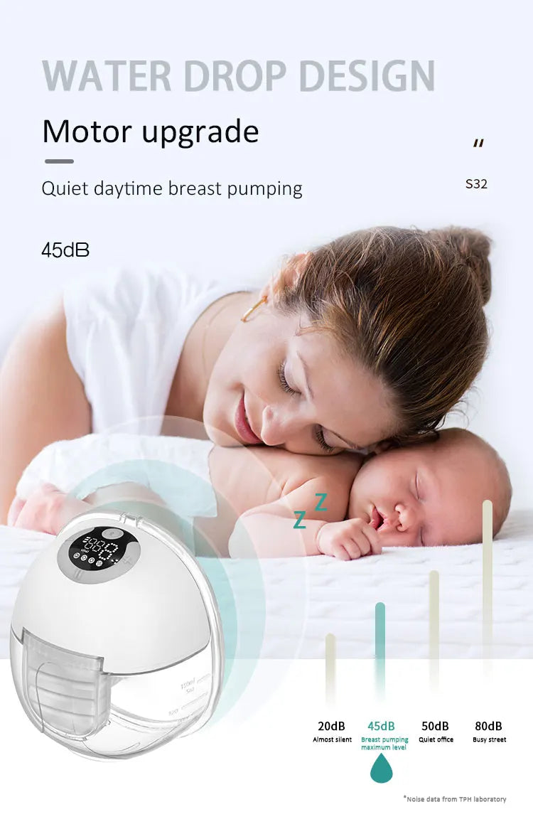 BornBL S32 Wearable Breast Pump Hands Free Portable Electric Breastpump Mother Milk Puller for Breastfeeding with 4 Modes
