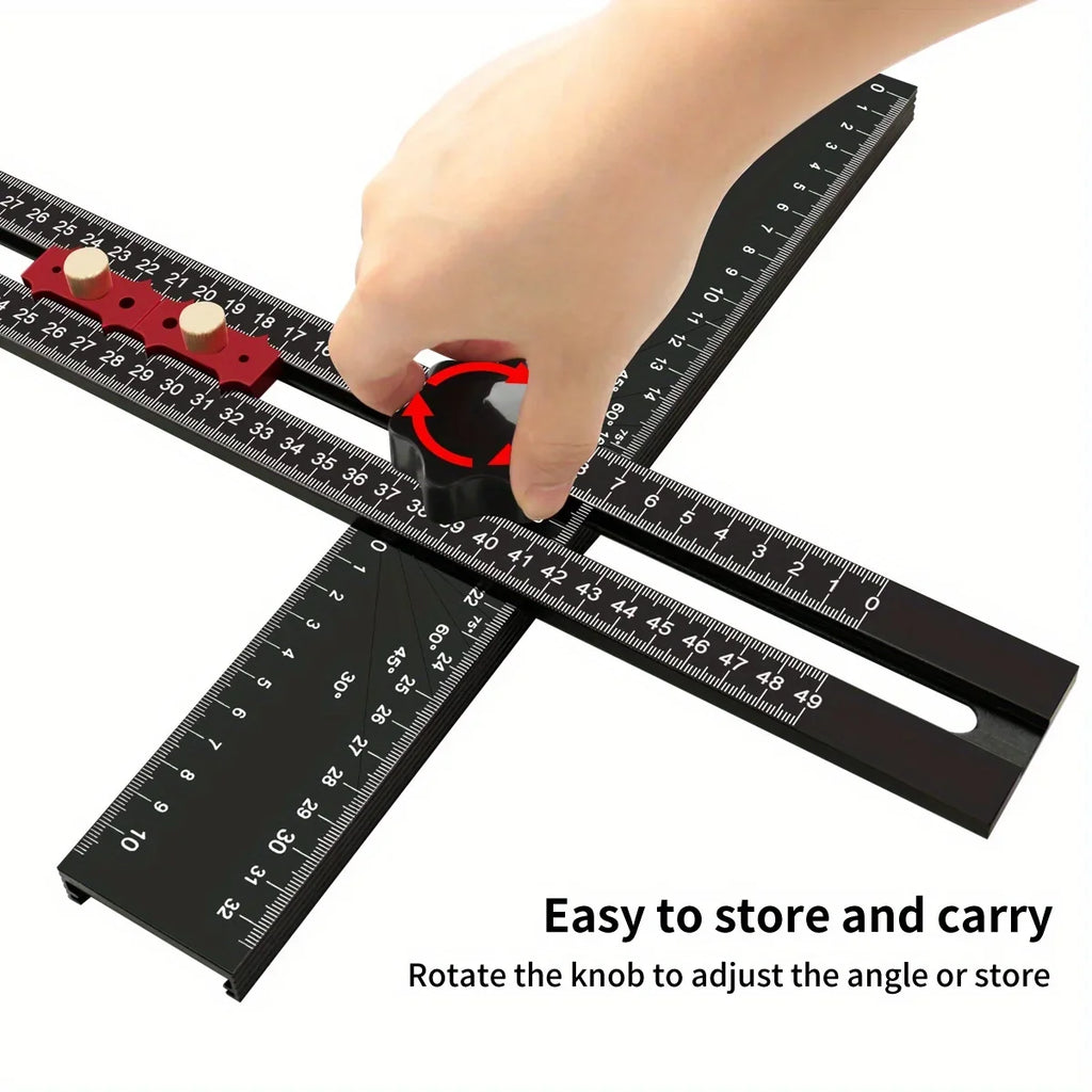 Adjustable 2-in-1 Drilling Square Ruler - Cabinet Hardware Jig - Woodworking Tool