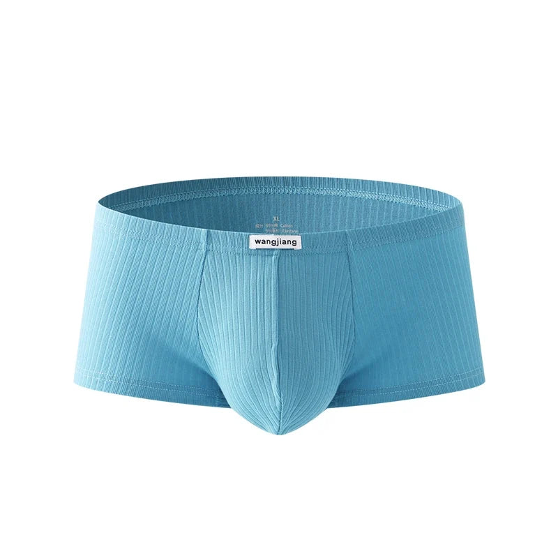 1PCS/3PCS/9PCS Men Boxer Shorts Low-rise Solid Color Ribbed Panties Underpants