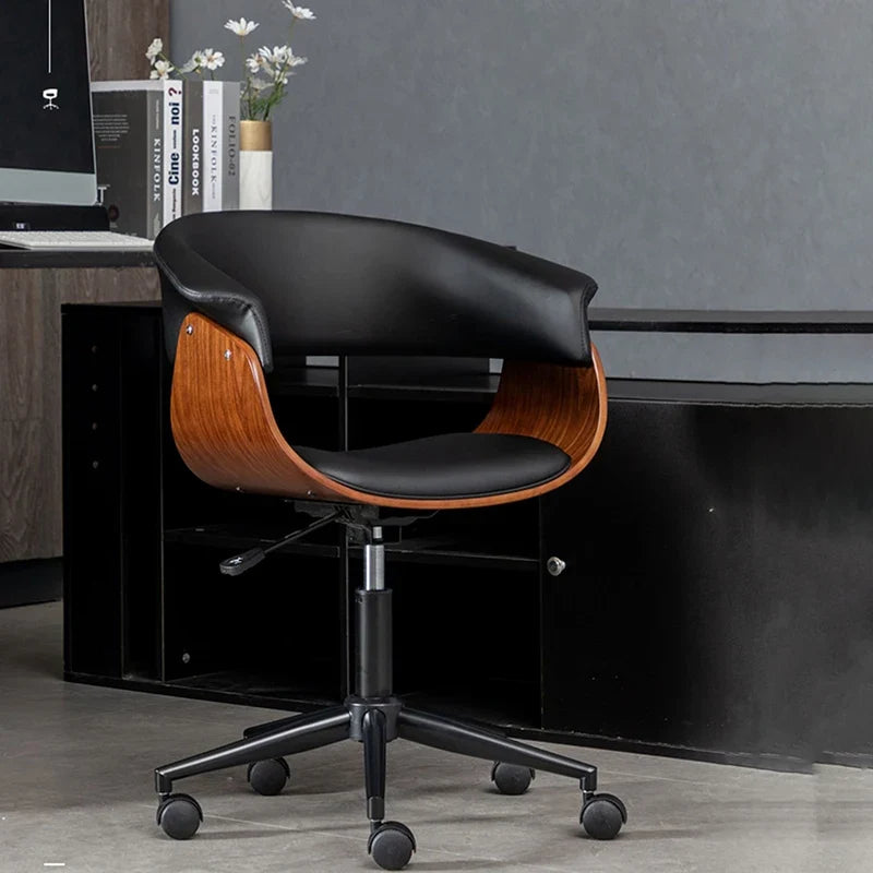 Light Luxury Gaming Chairs Office Furniture Solid Wood Computer Chairs Leather Multi-function Swivel Chair Lifting Office Chairs