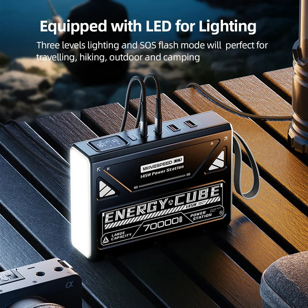 MOVESPEED 140W Power Bank 70000mAh Large Capacity External Battery Charger Outdoor Camping Power Station for LaptopMacBook Pro