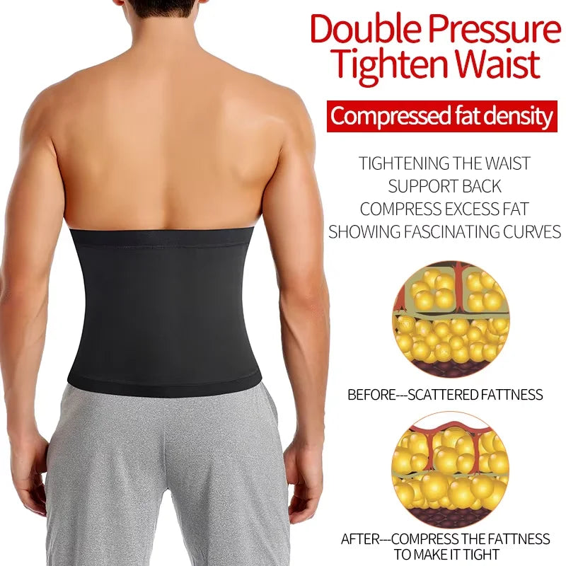 Mens Abdomen Reducer Sauna Body Shaper Fitness Sweat Trimmer Belt Waist Trainer Belly Slimming Shapewear Tummy Control Corset Sauna Effect Fajas Belly Wrap Workout Sport Sweat Band