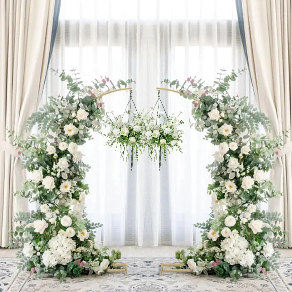 2-Piece Gold Metal Arch Backdrop Stand Set