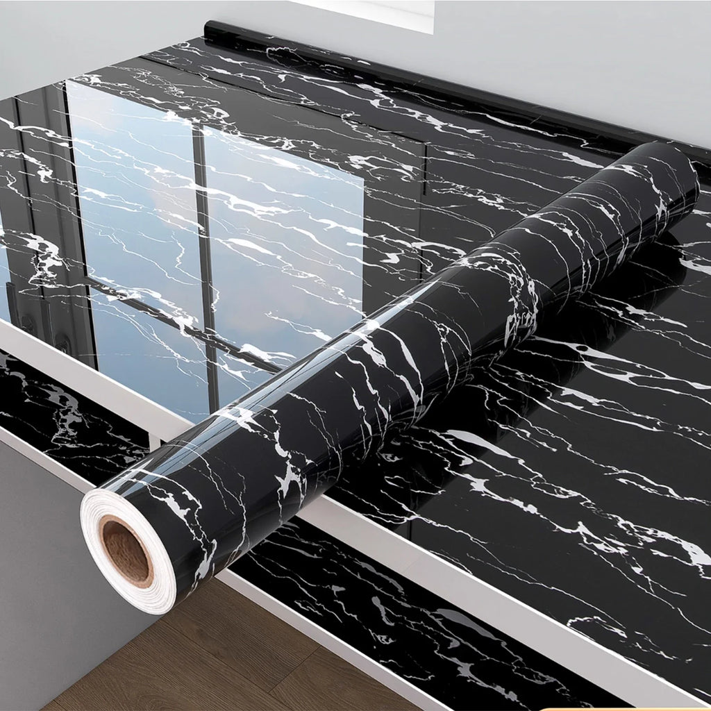 80cm Marble Vinyl Self Adhesive Wallpaper Waterproof Contact Paper PVC Wall Stickers for Kitchen Livingroom Home Decorative Film