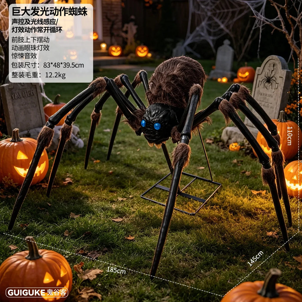 6.1 ft Animated Halloween Spider, Light-Up and Motion Activated