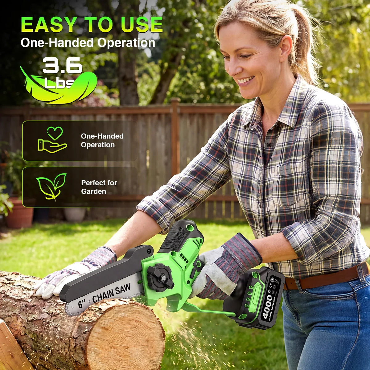 TaskStar 6/8-Inch Brushless Cordless Chainsaw