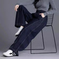 Elastic waist Wide leg Jeans Women's 2026 New Spring Autumn Loose High waist Sickle Shaped Knife Pants Female Casual Denim Pants