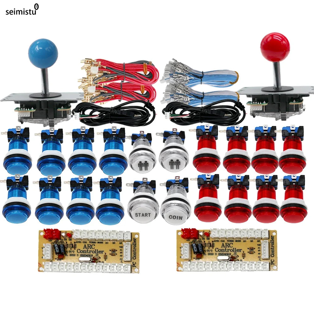 DIY PC Raspberry Pi Arcade joystick Game Kit  With LED Push Button American Style Joystick USB Encoder Cables Mame 2 Players