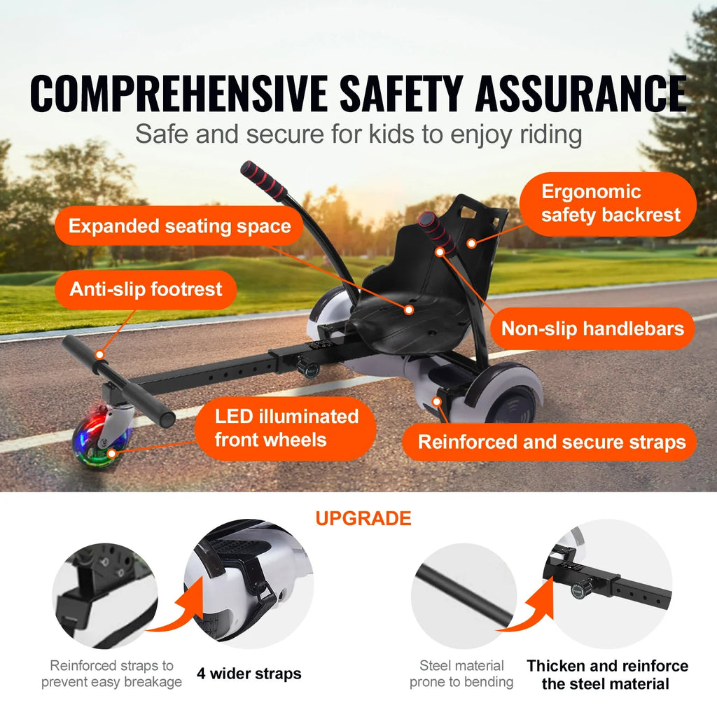 SucceBuy Hoverboard Seat Attachment for 6.5" 8" 8.5" 10" Hoverboards 220 LBS Load Capacity Hover Board Accessory for Kids