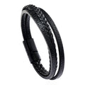 Multi Layer Braided Rope Bracelets for Men,Classic Handmade PU Leather Wristband with Magnetic Buckle,Trendy Punk Jewelry Gift