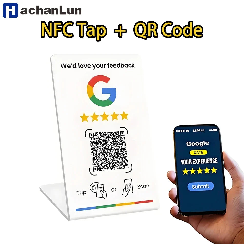 NFC215 Programmable for Google Review Card NFC Station Table 13.56Mhz QR code can be independently set to link Standing Card