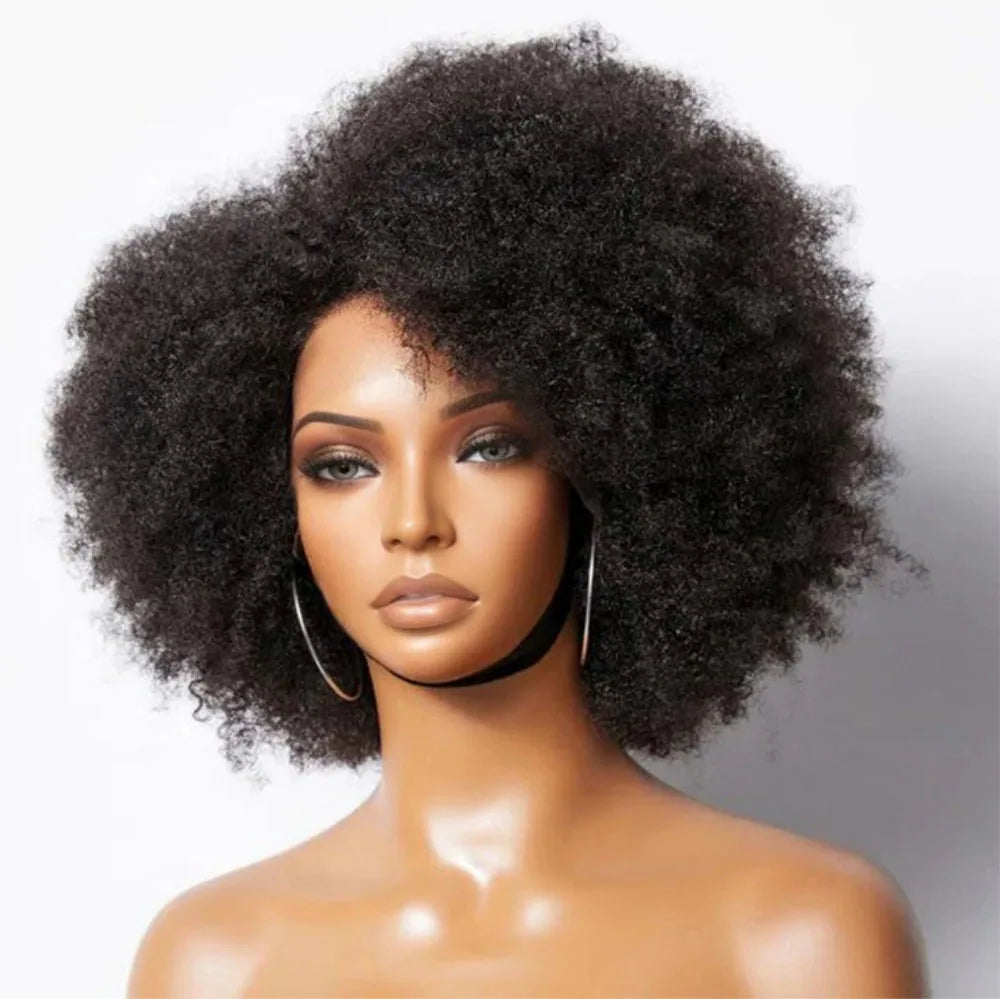 Afro Wigs for Black Women Kinky Curly Lace Front Wig Afro Short Bob Human Hair Wig 13x4x2 HD Lace Natural Hairline 250% Density