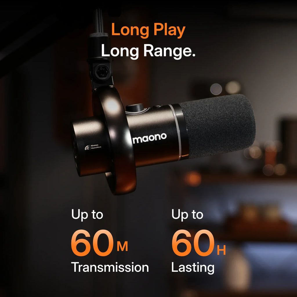 MAONO PD200W Hybrid Wireless Podcast Mic for PC/Phone/Camera XLR/USB Dynamic Microphone for Streaming Recording Content Creation