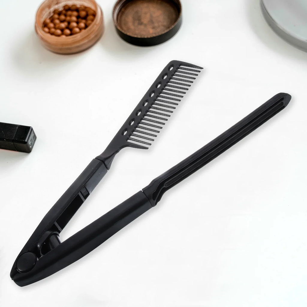 Foldable V Shaped Straightening Comb Hair Straightener Comb for Salon Lightweight Durable Salon Hair Straightener Combs