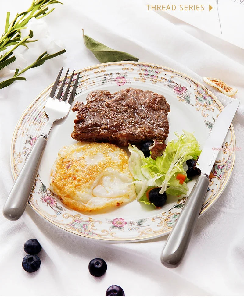 8 + 9 + 10inch, Bone China Plates Dinnerware Set, Ceramic Plates for Food, Porcelain Dinner Plates Set, for Serving