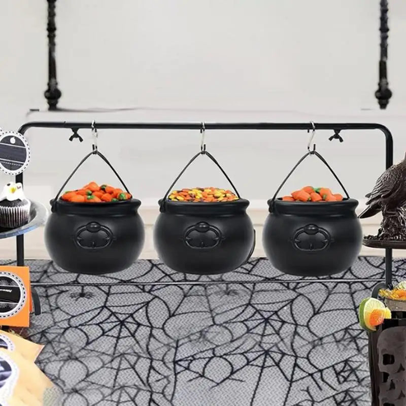 Halloween Cauldron Set, 1 Large and 8 Small Plastic Pots