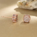 Female Austrian Crystal Round Earring White Gold Yellow Gold Color White Zircon Hip Hop Wedding Stud Earrings For Women Jewelry
