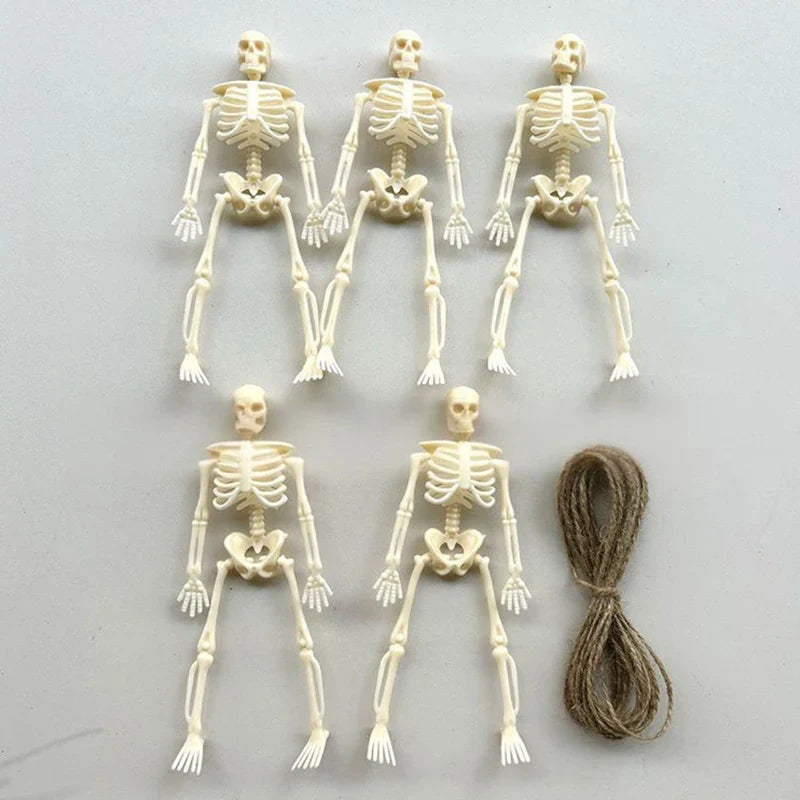 6-Piece Plastic Skeleton Pendant Decorations for Halloween
