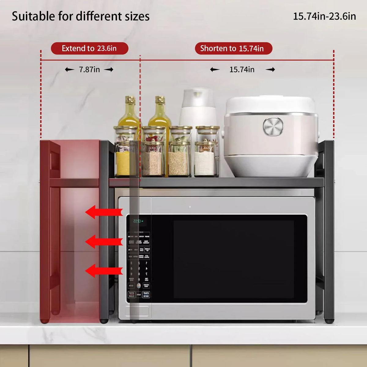 Expandable Kitchen Microwave Shelf, 42-64 cm Metal Rack